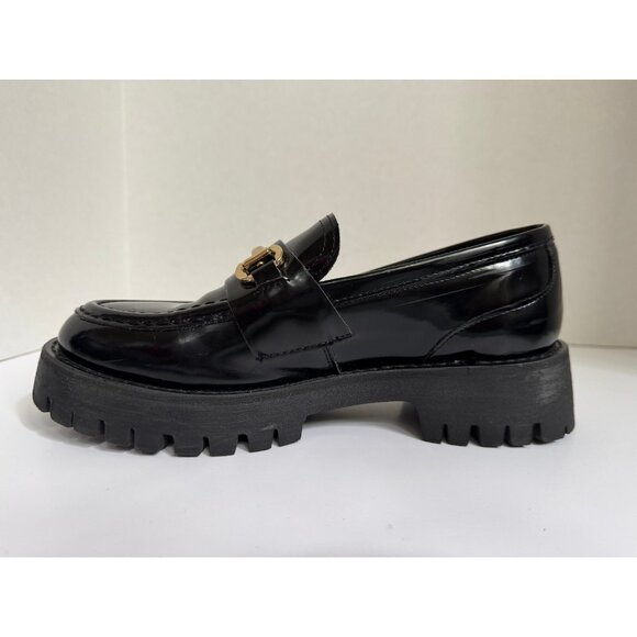 Steve Madden Women’s Black Lando Platform Loafers Size 8.5 Chunky Lug Preppy - Picture 2 of 16